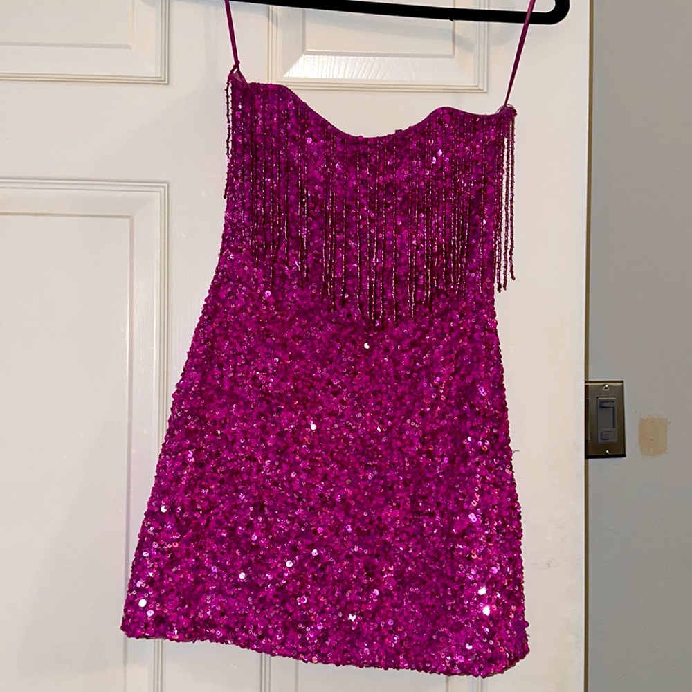 BRAND NEW Retrofete Cassandra Sequin Dress in hot pink